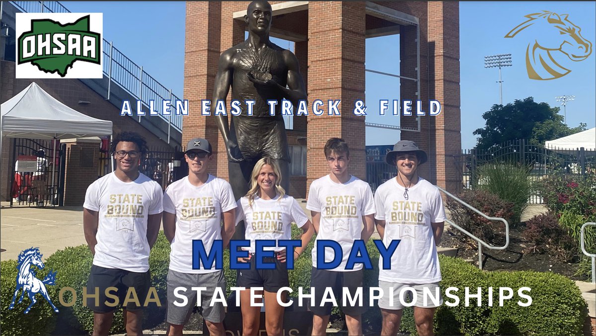 AllenEastAD's tweet photo. AE State Qualifiers Trey Hensley, Jackson Friesner, Rilynn Jones, Isen Schafer &amp; Jacob Hershberger are in Columbus &amp; ready to take on all challengers @ the OHSAA State Track &amp; Field Championships today! Add a few words of encouragement 4 them in thread below. Check back 4 updates https://t.co/2Wu8ZF9oiu