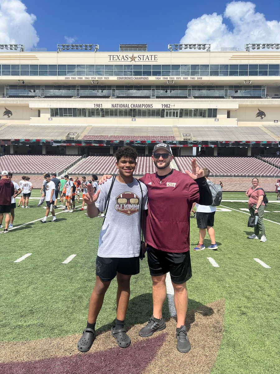 Competing at the @GJKinne football camp proved to be a fun way to start the summer! Great experience! #EatEmUpCats @TXSTATEFOOTBALL  @CoachBailiffFB   @GlennGrizFB @CoachWilk_40