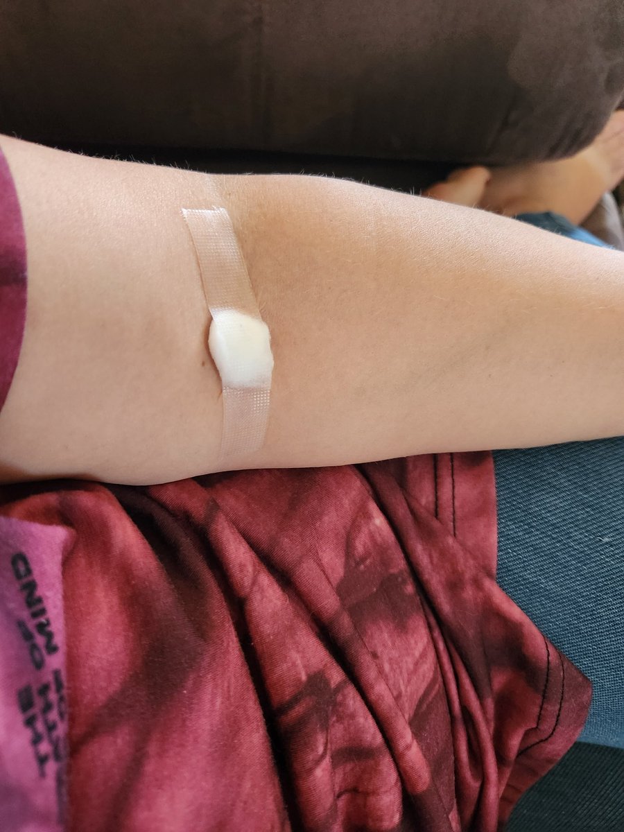 Got blood first go this time! Probably helped that I wasn't dehydrated lol #bloodtest #hopeitlooksbetterthanlasttime #kidneyslookedlikeshit #favouritetshirtforgoodluck #BadOmens #tdopom