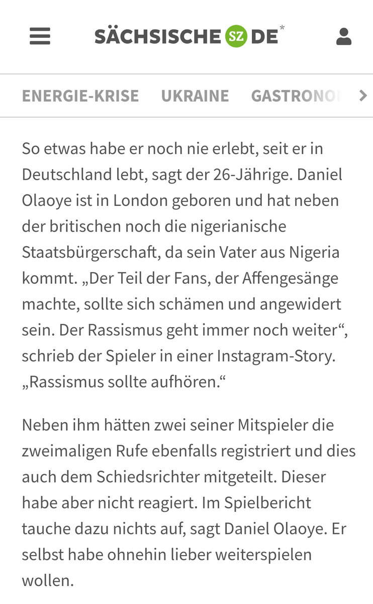 #Rassismus #Bautzen #Fußball
Schiedsrichter hat auf Hinweise nicht mal reagiert. ⬇️
#Budissa Bautzen hat sich entschuldigt und es ist gut, dass Daniel Olaoye diese Vorfälle öffentlich macht. Danke an @dabdt für den Beitrag.