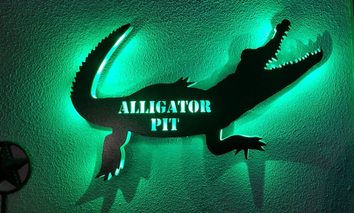 #etsy shop: Alligator wall sign, Custom Alligator wall decor. LED lighted Gator, Man cave LED sign, Gift for Birthday, Gift for Husband etsy.me/3NiIKoN #black #white #lightedsign #garagesign #personalizedsign #giftforhim #giftforson #ledsign #alligatorwallsign