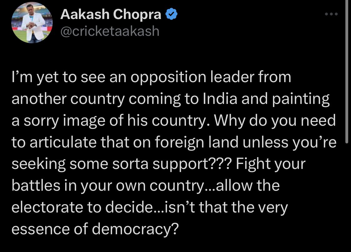 Akash Chopra’s message to Rahul Gandhi.