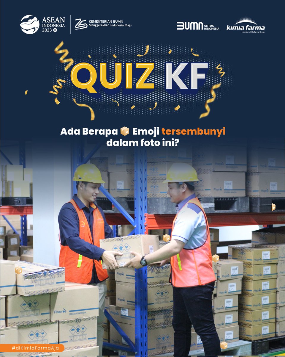 #QuizKF yang ditunggu-tunggu balik lagi nih sahabat. Di jam-jam rawan ini enaknya kita bermain quiz yuk dengan melatih indra penglihatan kita. 

Yuk tebak ada berapa emoji yang terdapat di foto ini?

#diKimiaFarmaAja 
#thankGoditsfriday