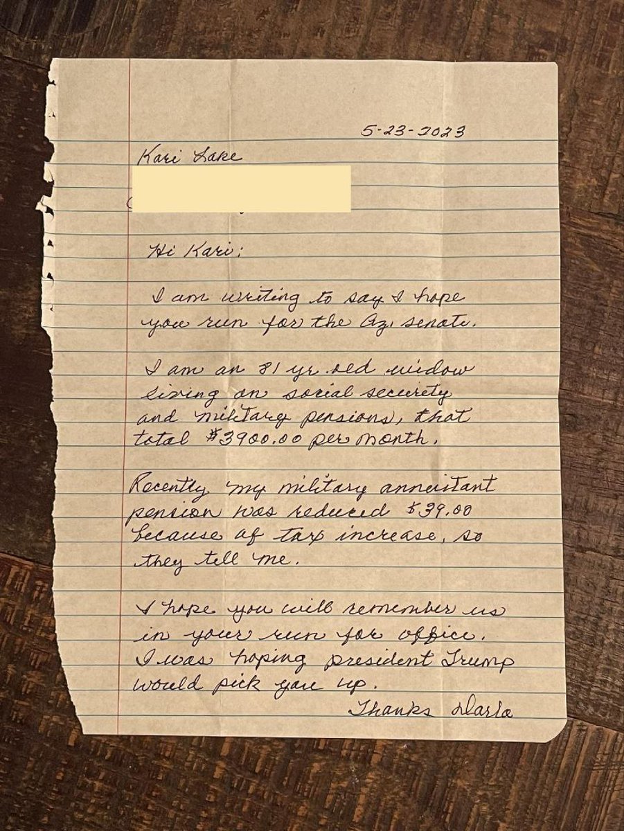 Darla is an 81-year-old widow who sent me a check & this heartbreaking letter.

This heartless administration is wreaking havoc on the lives of all Americans, but especially our senior citizens. 

I'm going to send her money back. But I'm never going to stop fighting for her.