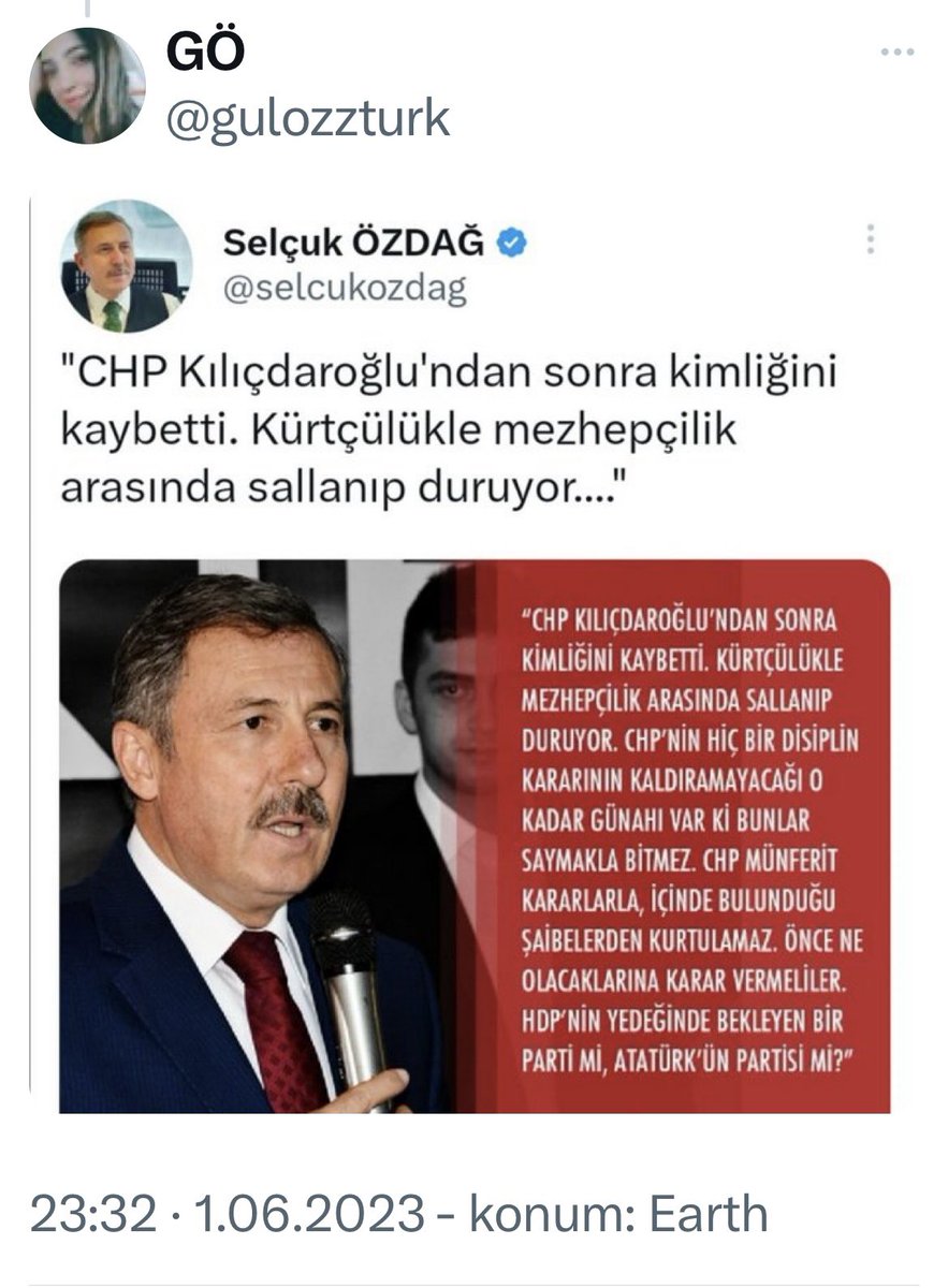 CHP listesinden TBMM’ye giren AKP’li Selçuk Özdağ mı söylemiş bunu, ayıp diyeceğim ama utanma olmayınca ne desen boş 
Via @gulozzturk 😂