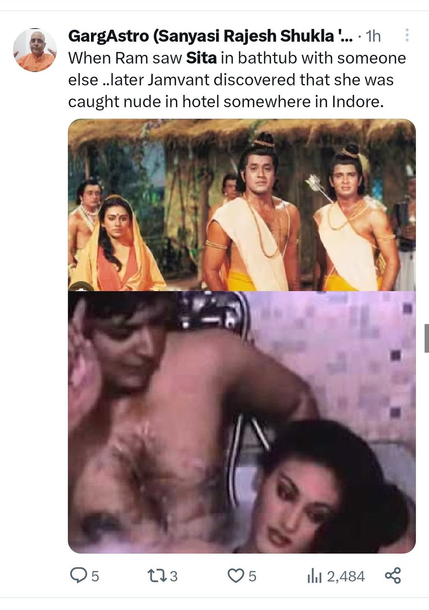 They are mocking our gods in the name of adipurush these leftist it sells insulting abusing god rama and maa sita and we are thinking its liberal things 
In adipurush during the role of maa sita kirti weared half sarees nudity in it s peak and we are insulting our gods....