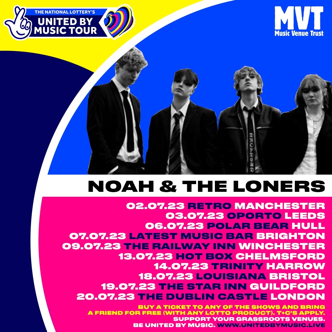 Onsale now. Our 1st UK tour w/ Music Venue Trust & The National Lottery #UnitedByMusic @musicvenuetrust @TNLUK Buy 1 ticket get one free with any lotto product Tix here: linktr.ee/noahandthelone… & here: bit.ly/3oGTa7V Supports TBA soon x @steve_lamacq @endof_thetrail