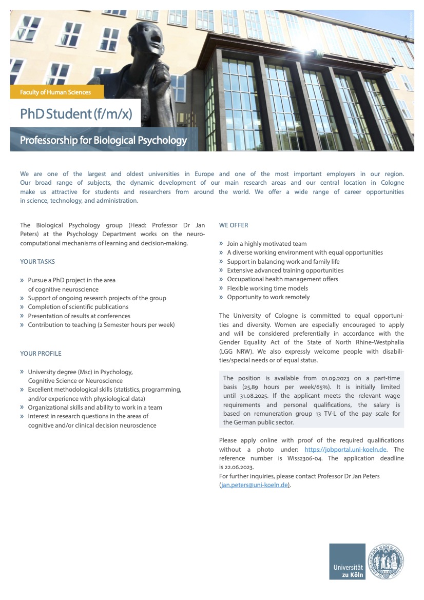 PetersLab (@peters_lab) on Twitter photo 🚨 Job alert 🚨we have an opening for a PhD position in cognitive/computational neuroscience, application deadline June 22nd. <a href="/bioDGPs_DGPA/">Psychology & Brain</a> @CogNeuroJobs please RT 🚨 Job alert 🚨we have an opening for a PhD position in cognitive/computational neuroscience, application deadline June 22nd. <a href="/bioDGPs_DGPA/">Psychology & Brain</a> @CogNeuroJobs please RT