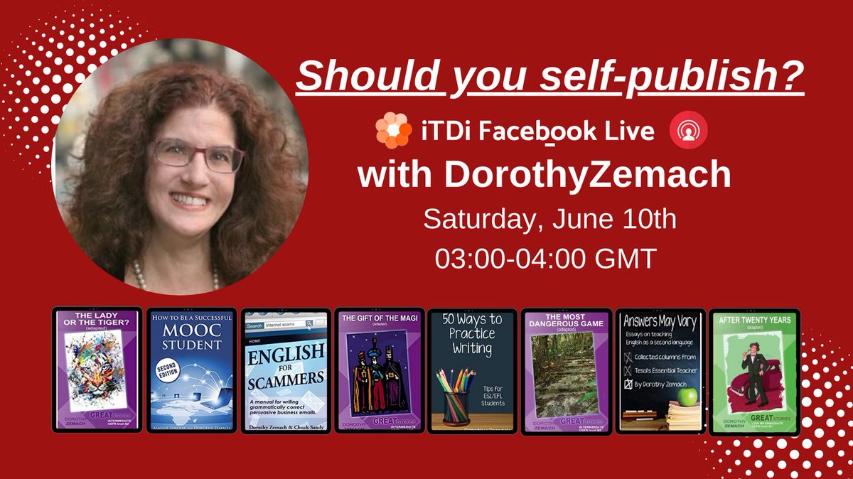 💡 You’ve written some materials… or perhaps you’re still at the idea stage. What should you do with them? Should you pursue a traditional publisher, self-publish or publish at all? 🤔

🙋 Learn more about your options and ask <a href="/DorothyZemach/">Dorothy Zemach</a> directly!
fb.me/e/7YTsku13x