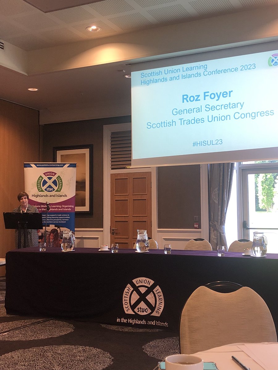 SAU members and staff are attending the Scottish Union Learning Conference in #Inverness today!

The introduction from @ScottishTUC’s General Secretary Roz Foyer focuses on a Just Transition. 

@UnionLearning 
#HISUL23