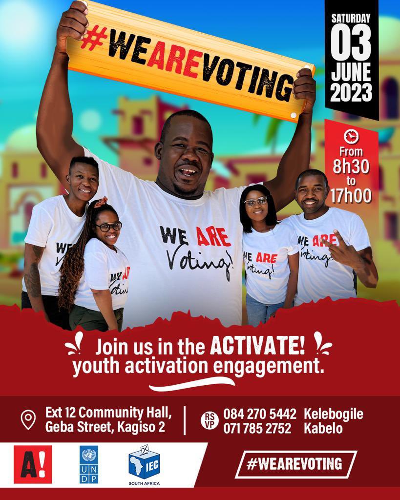 ActivateZA's tweet photo. INCASE YOU MISSED IT: Tomorrow we launch our road to elections campaign.

🗣️We call on all young people &amp; the community of Kagiso to join us for a lively day of voter education, registration, a live broadcast&amp; entertainment. https://t.co/E6tihs4XVk