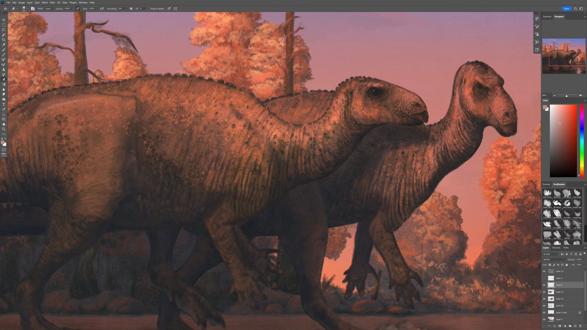Following on from yesterday's job is today's job, which is to finish the #paleoart I've been working on since the day before yesterday to meet a deadline for later today. 
With that stated succinctly and clearly, I better get to work on these Purbeck iguanodonts.