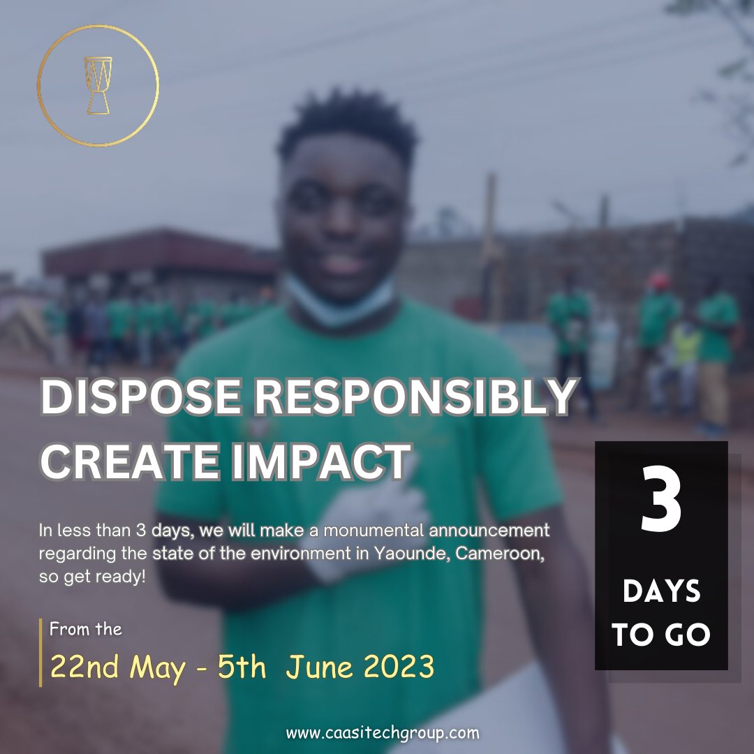 CaasitechA's tweet photo. Yaoundé, are you ready? Anticipate for the #WorldEnvironmtDay.

#BeatPlasticPollution
#Cleancity
#EcoCaasitech
#WorldEnvironmentDay
#Environment https://t.co/w7sKVD6maB