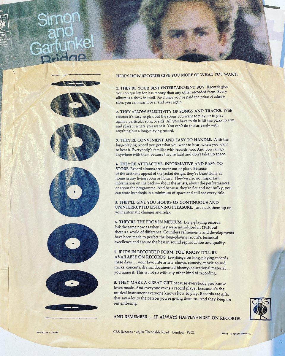Blast from the past in the office today…. Printed in 1970, sleeve sets out the benefits of the record… 53 years later and still going strong!