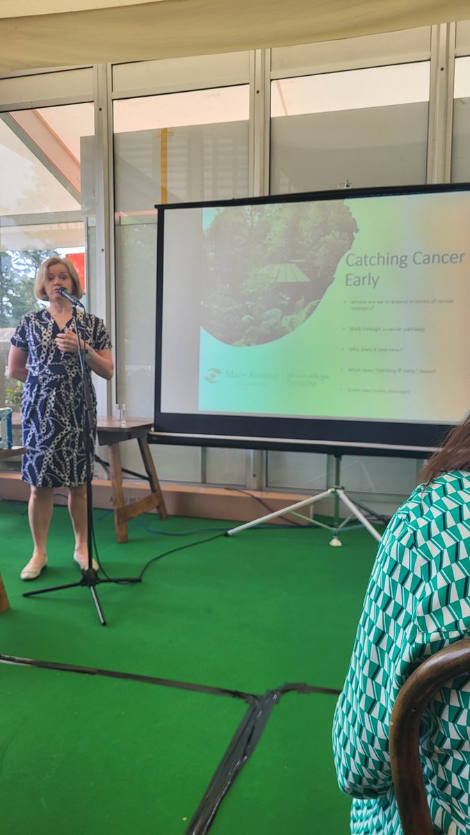 Delighted to represent @IANOcancernurse at Marie Keating Foundation Catching Cancer Early garden briefing at @BordBiaBloom 2023. Beautiful garden & presentations showcasing value of early detection through screening, in early stages & even at advanced stage.@MarieKeating