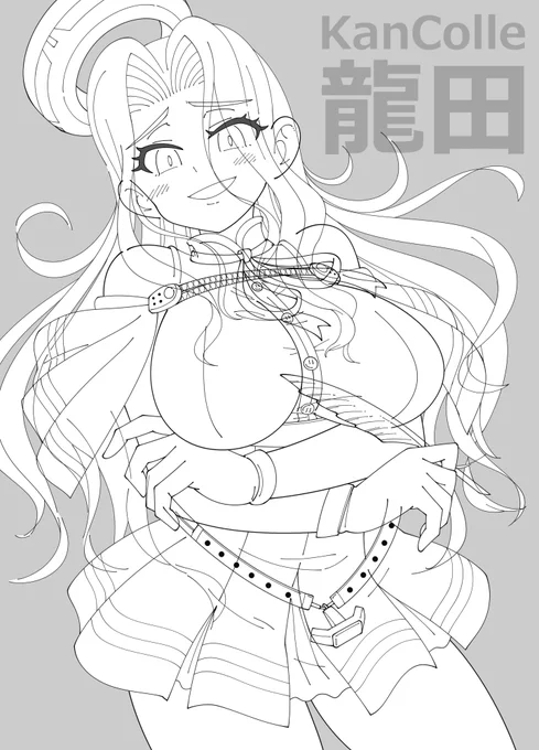 🌟龍田さん 線画①(wip) #線画 #イラスト練習中 #龍田