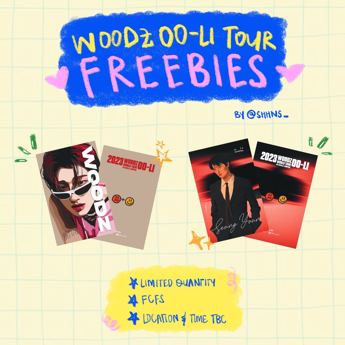 🔸 𝙒𝙊𝙊𝘿𝙕 𝙊𝙊-𝙇𝙞 𝙒𝙤𝙧𝙡𝙙 𝙏𝙤𝙪𝙧 𝙞𝙣 𝙆𝙇 𝙁𝙧𝙚𝙚𝙗𝙞𝙚𝙨 🔹

✨Limited quantity
✨FCFS
✨Location and time will be updated here (or yall can dm me on the day itself)

See yall there 🤗

#WOODZ_WORLD_TOUR #OO_LI_KL #OOLIinKL #WOODZ_in_KualaLumpur #WOODZinKL