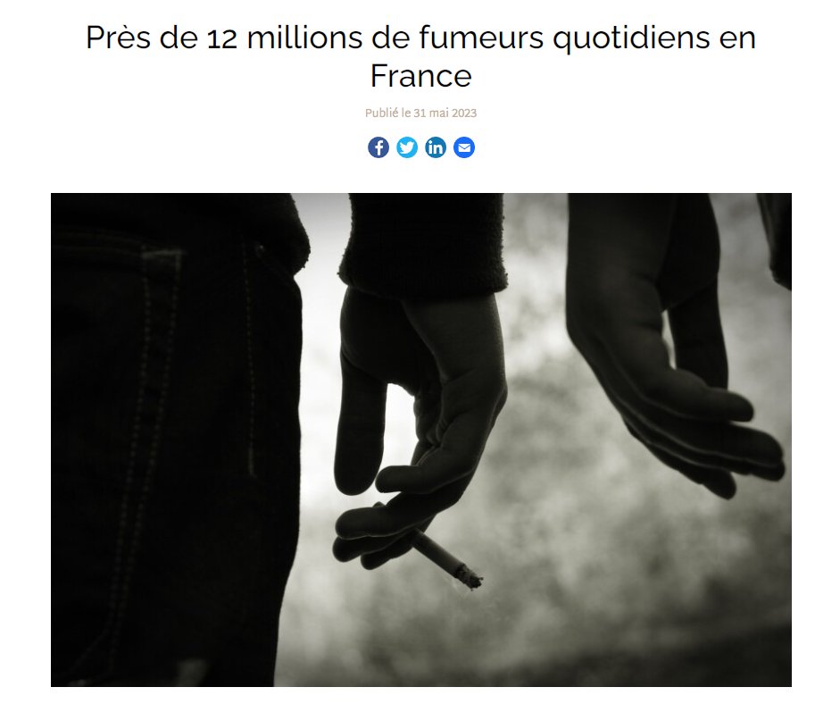 SanteMentale's tweet image. #JournéeMondialeSansTabac - En 2022, un quart des Français déclarent #fumer quotidiennement. Après une forte baisse du #tabagisme quotidien entre 2016 et 2019 (de 29,4 % à 24 % en métropole), la prévalence s’est stabilisée depuis 2019. santementale.fr/2023/05/pres-d…