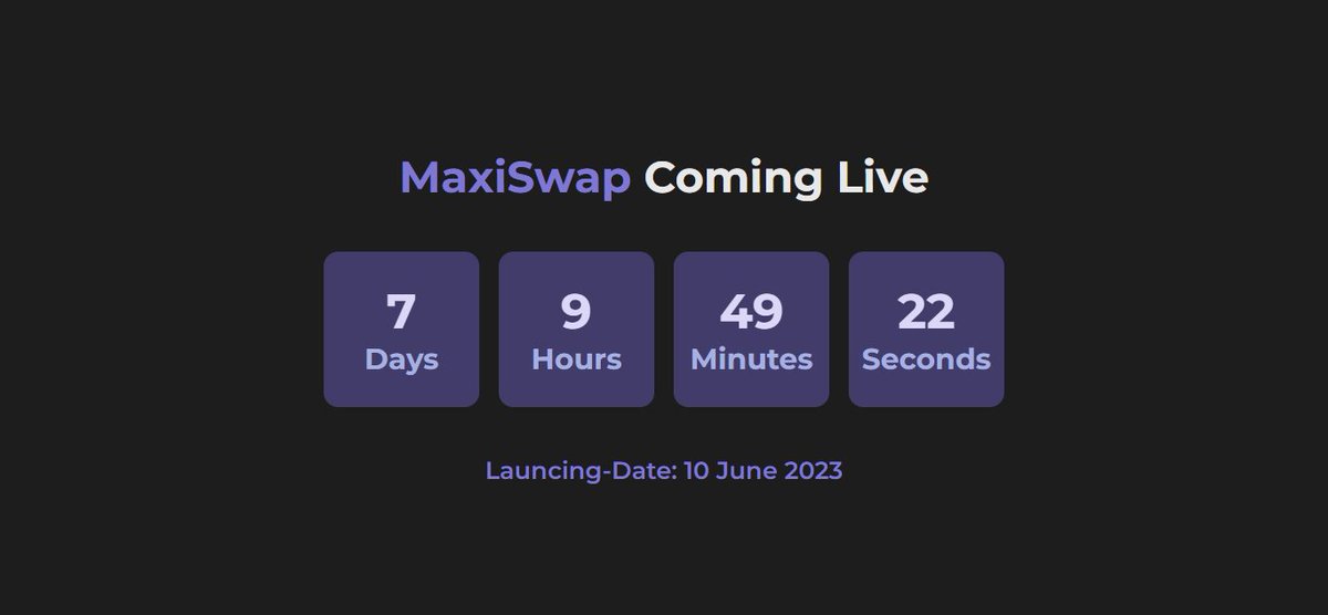 maxi_swap's tweet photo. 📣 Calling all Maxians! 🚀✨

The wait is almost over, and the excitement is reaching its peak. Maxi Swap, the game-changing decentralized exchange, is about to make its grand entrance into the world of crypto.
The countdown begins 10 days to go. https://t.co/xX6TeEnymG