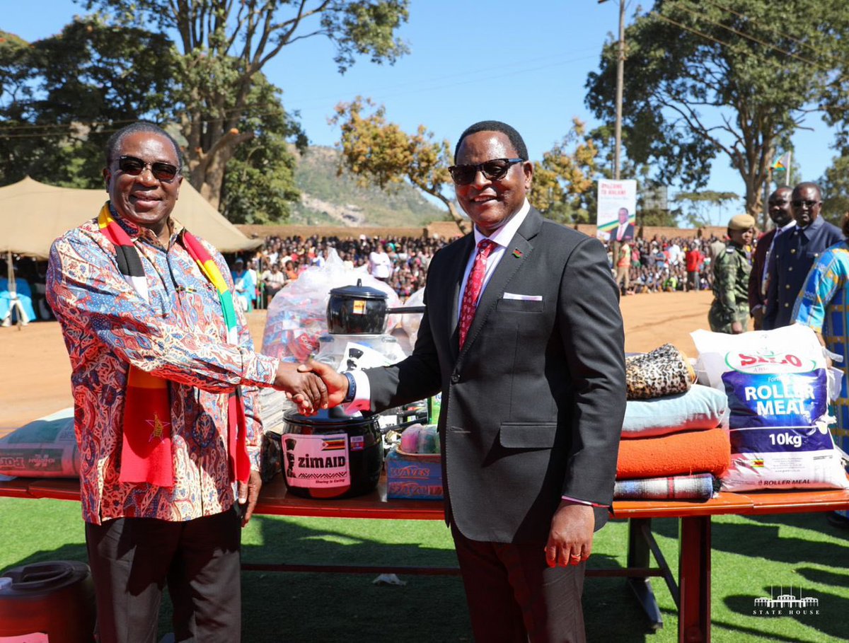 Grateful to President @edmnangagwa & people of Zimbabwe for their aid package in support of #CycloneFreddy victims. This will go a long way in our recovery & reconstruction efforts. Thank You.
#OperationTiwgiraneManja
#MnangagwaStateVisit