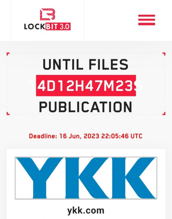 LockBit Claims YKK Ransomware Attack, Sets 14 Day Deadline