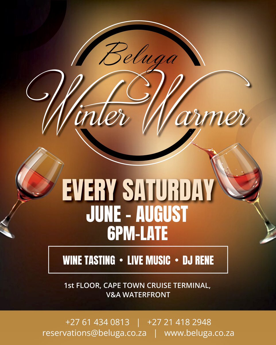 Warm up your winter evenings at our Beluga Winter Warmer!🔥

Elevate your senses with a delightful wine tasting journey while immersing yourself in the soulful sounds of live music.🍷 🎶 

Join us every Saturday from 10th June till the end of August 2023.
