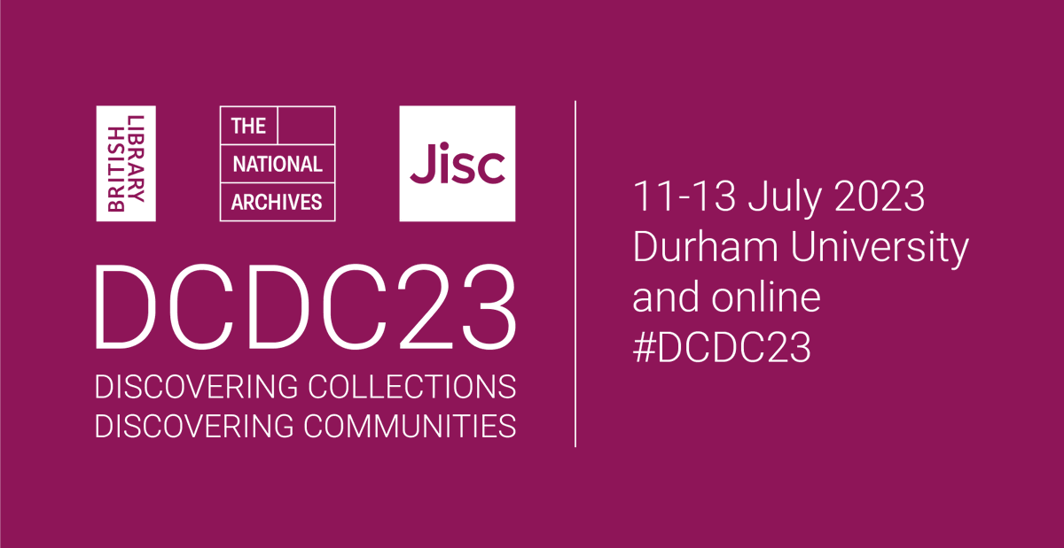 📢 📢 📢 We are delighted to announce that the 𝗙𝗨𝗟𝗟 𝗣𝗥𝗢𝗚𝗥𝗔𝗠𝗠𝗘 for #DCDC23 is now live! Expect to partake in innovative workshops, listen to world renowned speakers from the field and explore new digital concepts for archives: jisc.ac.uk/events/dcdc23/…