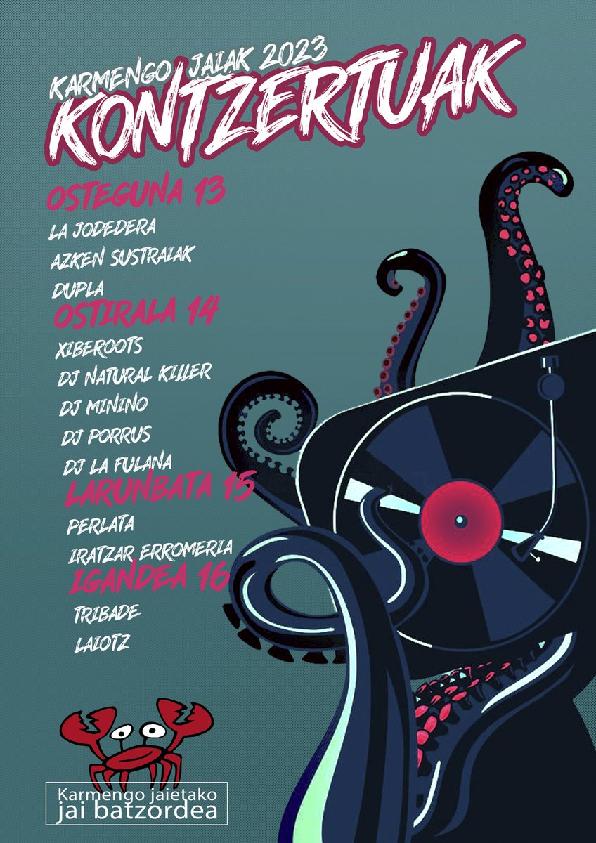 🦀Iritsi da azkenean! Bueltan gara! 🦀

Badatoz Karmengo Jaiak eta gu gogotsu eta lanerako prest gaude! 
Gainera urte berezia dugu aurretik! 20. Urteurrena dugu! Eskerrik asko hau dena posible egin zutenei! 

🦀🦀🦀🦀🦀🦀🦀🦀

Animatu eta zabaldu!