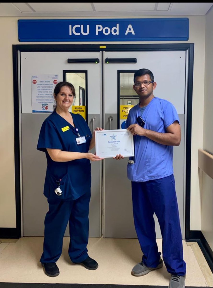 Our wonderful Arun is a research star! ⭐️⭐️ Well done Arun for all your hard work in championing @UKRoxTrial @AdaptSepsis & @SAnDMAN_Study   Thanks for the recognition @NCAresearchNHS as a unit we love playing our tiny part in these important studies #improvingcare @OldhamCO_NHS