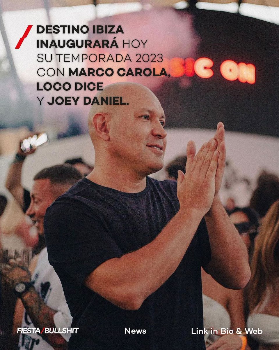 Fiesta&Bullshit (@fiesta_bullshit) on Twitter photo Comienza la temporada 2023 en <a href="/DestinoPacha/">Destino Pacha Resort</a> hoy con <a href="/marcocarola/">marco carola</a> <a href="/LocoDiceOFC/">Loco Dice</a>
🔍 Link en bio/web.
#destino #ibiza #ibiza2023 Comienza la temporada 2023 en <a href="/DestinoPacha/">Destino Pacha Resort</a> hoy con <a href="/marcocarola/">marco carola</a> <a href="/LocoDiceOFC/">Loco Dice</a>
🔍 Link en bio/web.
#destino #ibiza #ibiza2023