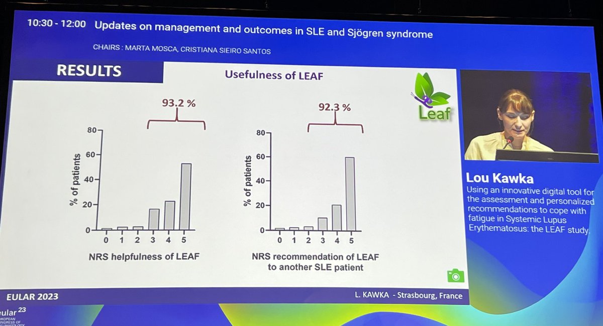 Christina Düsing (@christinadusing) on Twitter photo Great talk by <a href="/LouKawka/">Lou Kawka</a> showing results from the #LEAF study! Focusing on fatigue and its predictors using a digital tool can improve patient-physician-communication👏🏼patients find it helpful & would recommend the tool - very important work❗️<a href="/rheumadocs/">AG Junge Rheumatologie</a> <a href="/LupusEurope/">Lupus Europe</a> Great talk by <a href="/LouKawka/">Lou Kawka</a> showing results from the #LEAF study! Focusing on fatigue and its predictors using a digital tool can improve patient-physician-communication👏🏼patients find it helpful & would recommend the tool - very important work❗️<a href="/rheumadocs/">AG Junge Rheumatologie</a> <a href="/LupusEurope/">Lupus Europe</a>