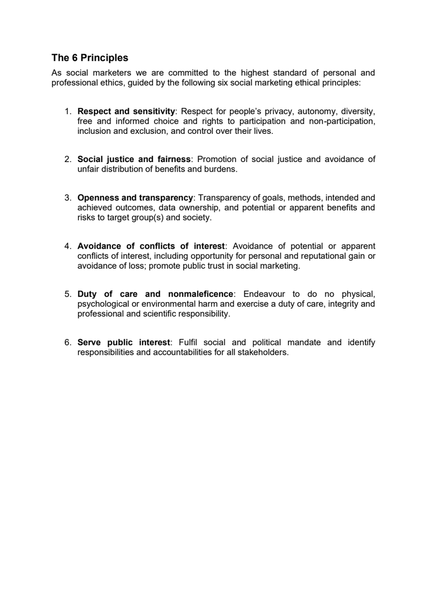 verissimodiogo's tweet photo. Ethics does not get enough attention in social marketing and behavioral science.

Proud to have been part of the group that has put together the Social Marketing statement of Ethics, with 6 principles further defined by standards. Endorsed by @isma_org 

 https://t.co/LdRLDf4ArA https://t.co/jDKkvVqLM5