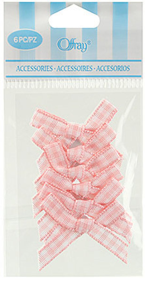 Offray Stylish Accents Pink Gingham Check Bows 6 pc per pack Free Shipping by pepitaneedlepoint dlvr.it/Sq20FG