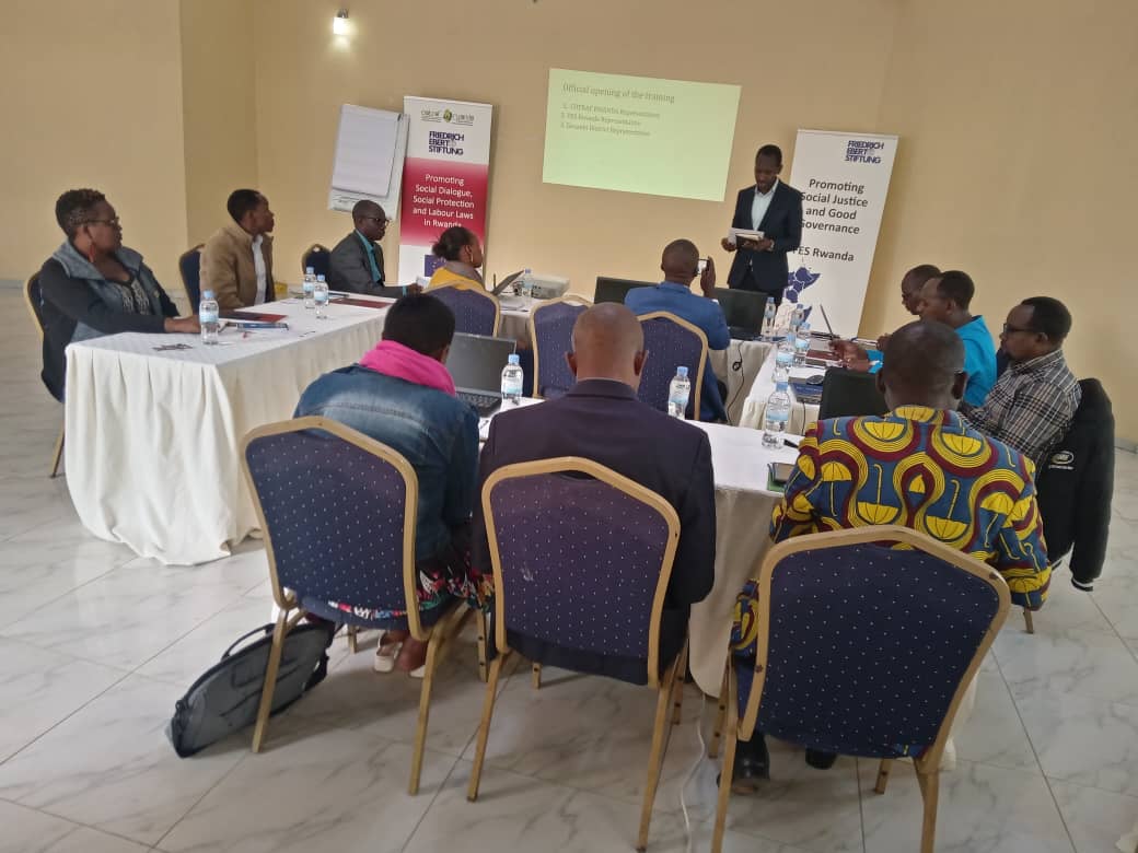 This morning, FES & @cotraf_rwanda are conducting a one day training with  Gicumbi District staff and JADF on Planning , Monitoring and Evaluation of Local Policies and Programs for Sustainable Development.
#SocialDialogue
#DecentWork 
@EUinRW