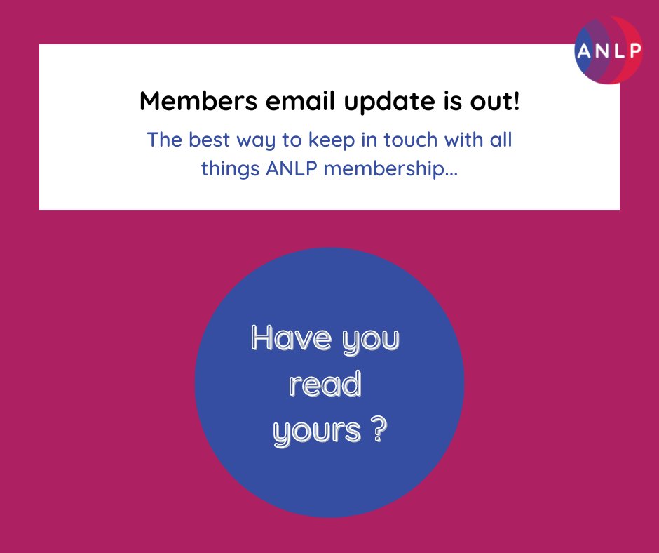 ANLP Members check your emails today!

#anlp #stayconnected #keepuptodate #whatsonoffer