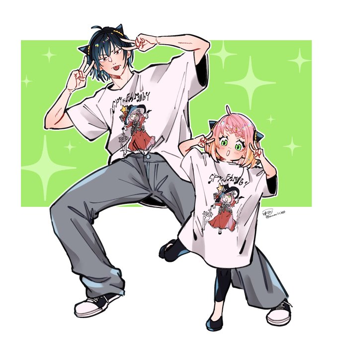 スパミュ最終日のカテコ 翼くんと梨沙ちゃんのTシャツコーデが可愛すぎた… ワイドパンツにTシャツちょいINしてアニャカチューシャ… オーバーサイズTシャツをワンピ風に… 前髪アレンジも可愛すぎた… おじアニャ……