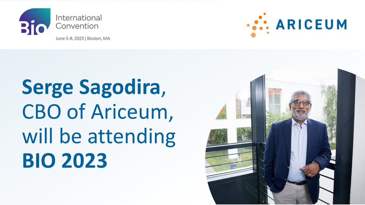 Meet Serge Sagodira, Ariceum's CBO, at the #BIOInternationalConvention, 5-8 June in Boston!

Do get in touch if you would like to speak to Ariceum and learn more about its recent Series A extension and strategic research collaboration with UCB

#StandUpForScience #BIO2023 #cancer