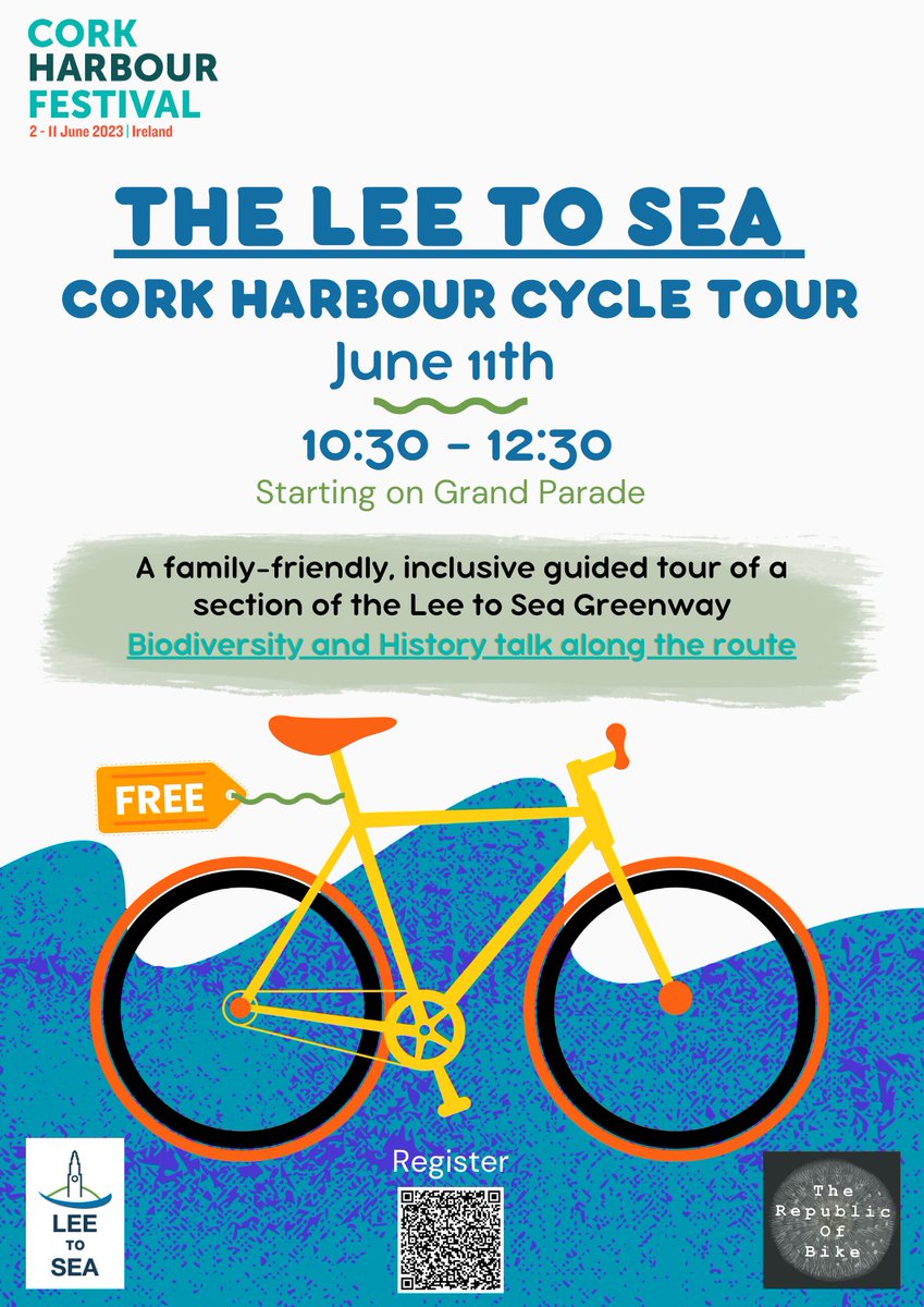 Lee2Sea: A Unique Multipurpose Active Travel Route (@lee2sea) on Twitter photo Join us 11th Jun during <a href="/CorkHarbourFest/">Cork Harbour Festival & Ocean to City</a> for a fun #lee2sea greenway tour including biodiversity and history talks.
- Starting on Grand Parade @ 10:30
- Finishing <a href="/MarinaMktCork/">Marina Market Cork</a> @ 12:30
#corkharbourfestival
<a href="/cllrkmac/">Cllr Kieran McCarthy</a>
<a href="/rep_of_bike/">Republic of Bike</a> Join us 11th Jun during <a href="/CorkHarbourFest/">Cork Harbour Festival & Ocean to City</a> for a fun #lee2sea greenway tour including biodiversity and history talks.
- Starting on Grand Parade @ 10:30
- Finishing <a href="/MarinaMktCork/">Marina Market Cork</a> @ 12:30
#corkharbourfestival
<a href="/cllrkmac/">Cllr Kieran McCarthy</a>
<a href="/rep_of_bike/">Republic of Bike</a>