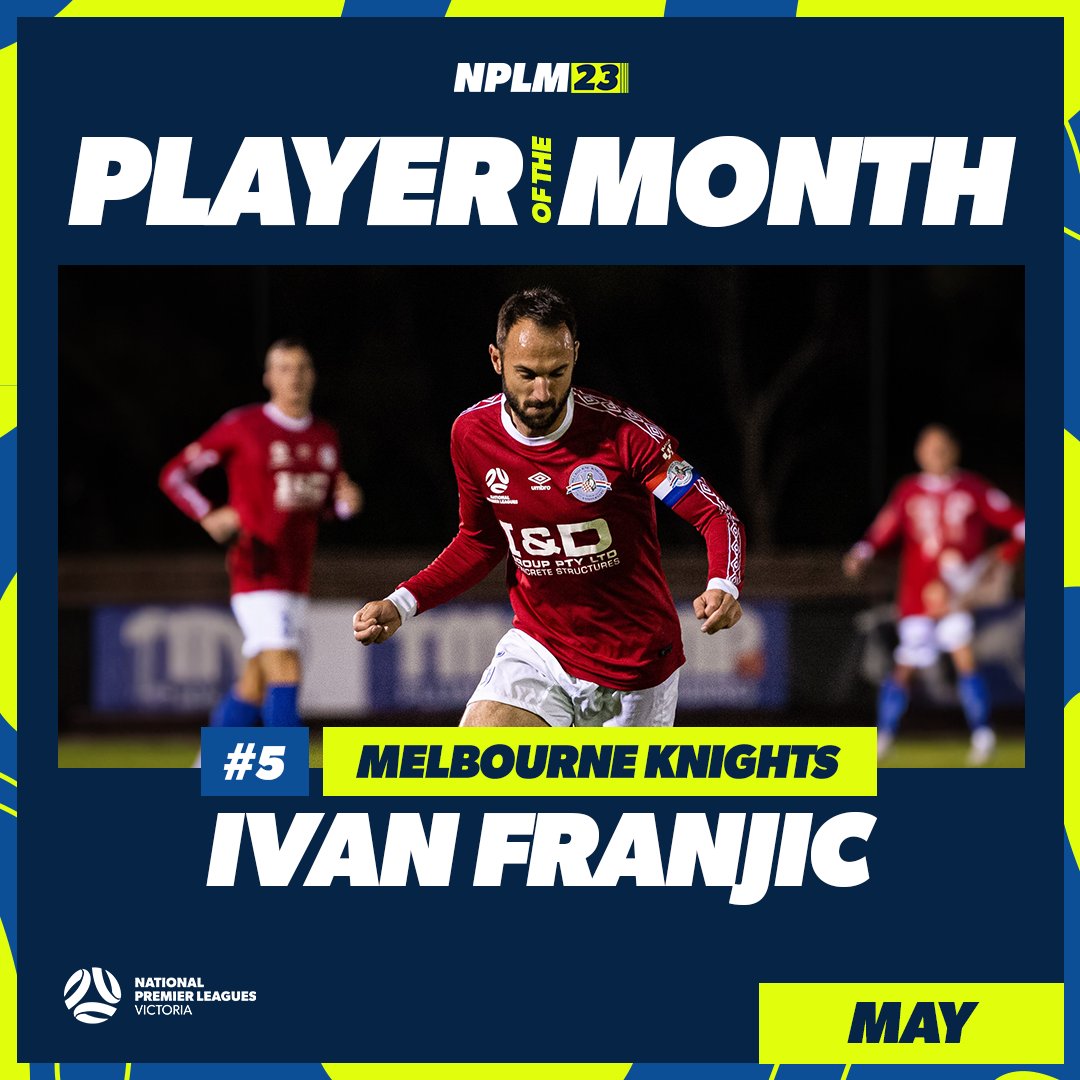 Congratulations to <a href="/MelbKnights/">Melbourne Knights FC</a> captain Ivan Franjic on being named the #NPLMVIC Player of the Month for May.

The defender played a crucial role in his side keeping two clean sheets and going undefeated during May.

Read more about his reaction: ftbl.vc/45Lhpmm