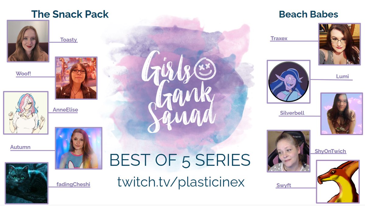 Plasticine (@plastyqueen) on Twitter photo #GirlsGankSquad is back at 6pm pst on friday!
Cocaster: <a href="/TheRoqwell/">Roqwell (Grolder Goat)</a>
The Snack Pack
Toasty
Woof!- <a href="/AlynaTyler/">Alyna Tyler</a>
<a href="/anne_elise/">🏳️⚧️ Anne Elise 🏳️⚧️</a>
<a href="/autumntheraven/">Autumn</a>
fadingCheshi
Beach Babes
<a href="/ItsATraxex/">Traxex</a>
<a href="/LumiRainTwitch/">LumiRain</a>
<a href="/Silverbell_TTV/">Silverbell_TTV</a>
<a href="/ShyOnTwitch/">ShyOnTwitch</a>
Swyft #GirlsGankSquad is back at 6pm pst on friday!
Cocaster: <a href="/TheRoqwell/">Roqwell (Grolder Goat)</a>
The Snack Pack
Toasty
Woof!- <a href="/AlynaTyler/">Alyna Tyler</a>
<a href="/anne_elise/">🏳️⚧️ Anne Elise 🏳️⚧️</a>
<a href="/autumntheraven/">Autumn</a>
fadingCheshi
Beach Babes
<a href="/ItsATraxex/">Traxex</a>
<a href="/LumiRainTwitch/">LumiRain</a>
<a href="/Silverbell_TTV/">Silverbell_TTV</a>
<a href="/ShyOnTwitch/">ShyOnTwitch</a>
Swyft