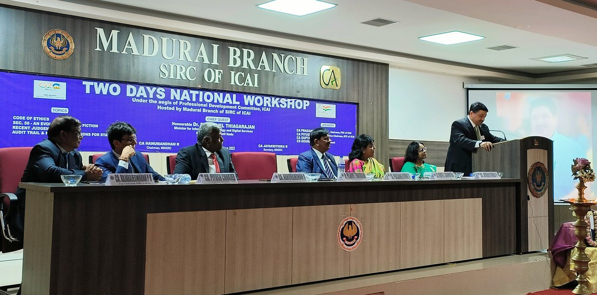 casrajesh's tweet photo. Hon'ble Minister for Information Technology and Digital Sevices of Govt of Tamilnadu Dr P T R Palanivel Thiagarajan @ptrmadurai  inaugurating the Two Days National Conference at Madurai ICAI https://t.co/zWDfe0cCbJ