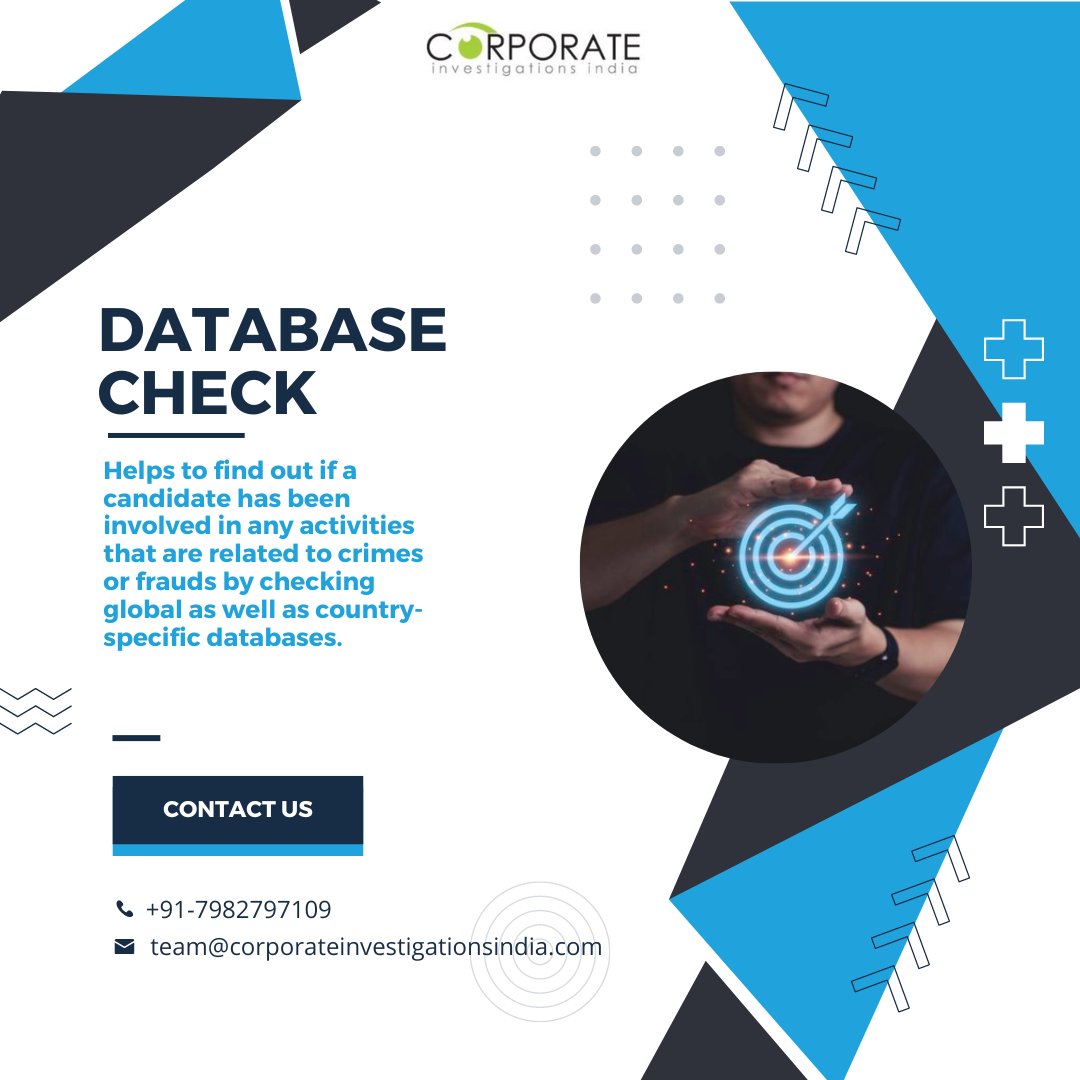 #Database searches for background checks can boost employers' #confidence in their #hiring decisions.

Learn more: corporateinvestigationsindia.com

#databases #global #criminalrecords #hireright #backgroundchecks #backgroundverification #bgv #criminalcheck #jaihind