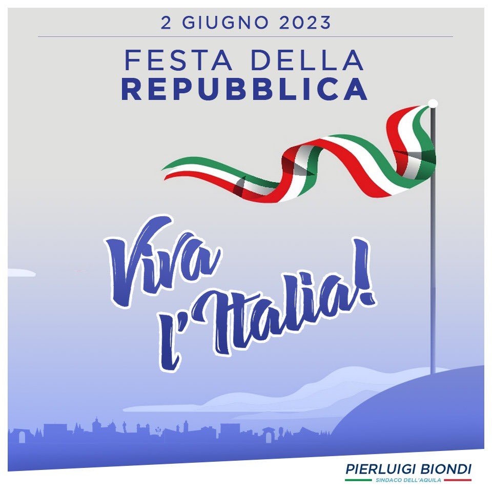 Buona #festadellaRepubblica a tutti voi. 

Oggi celebriamo 77 anni di libertà e, come ha ricordato il presidente Sergio Mattarella, grazie alla Costituzione, il nostro “diritto alla felicità”. 

#2giugno