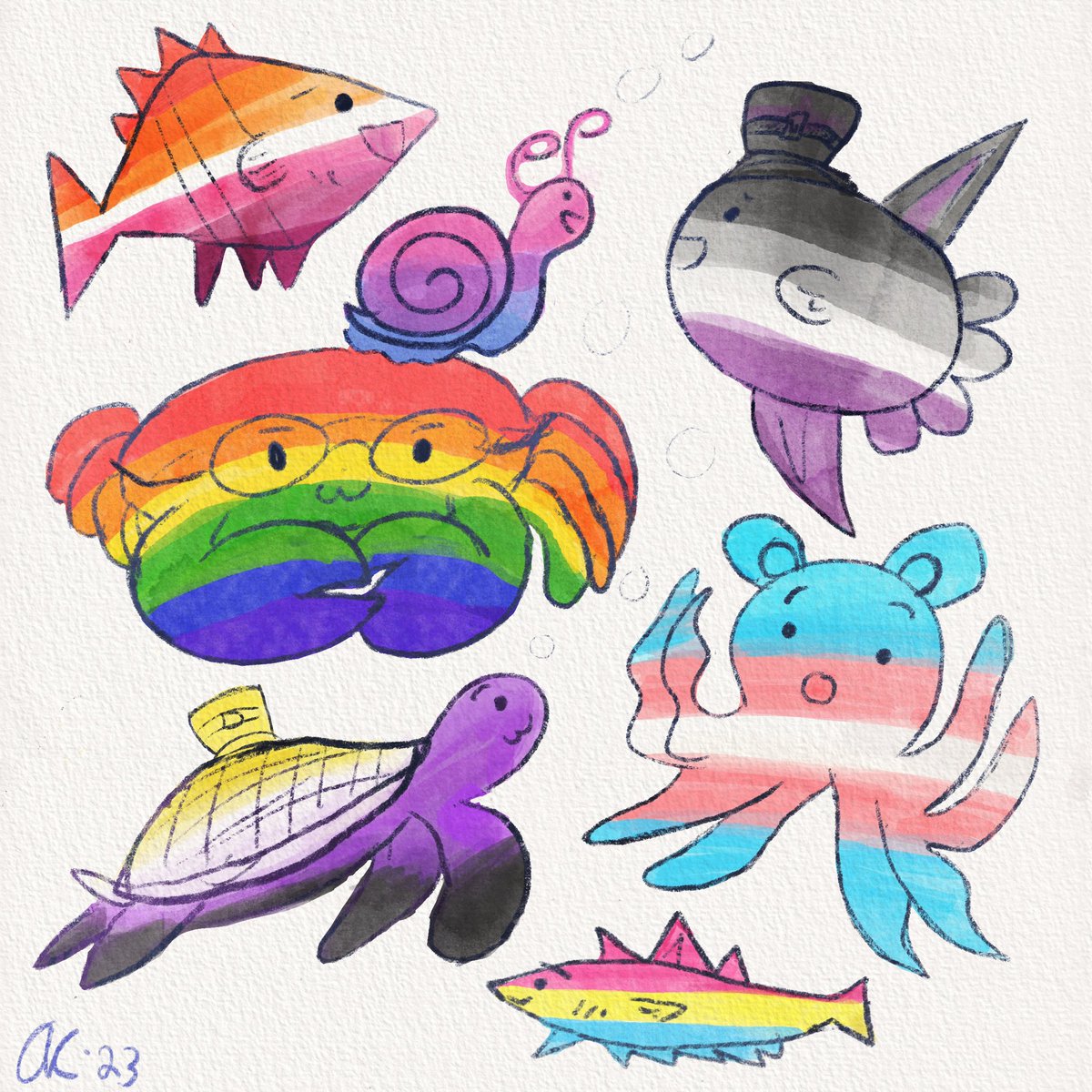 Pride fish! 🏳️‍🌈🏳️‍⚧️

#Pride2023 #HappyPrideMonth #SeaCreatures