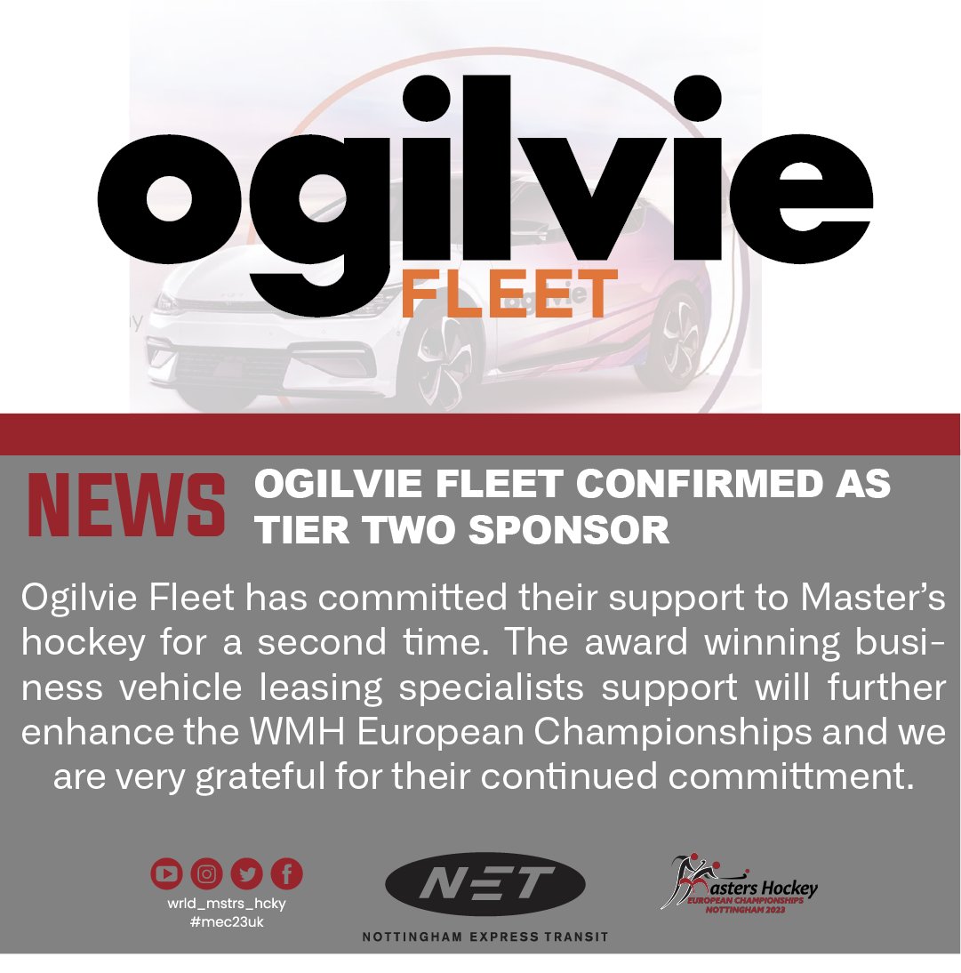 Ogilvie Fleet has committed its support to Master’s hockey for a second time. The award winning business vehicle leasing specialists support will further enhance the WMH European Championships and we are very grateful for their continued committment. #MEC23UK @OgilvieFleet