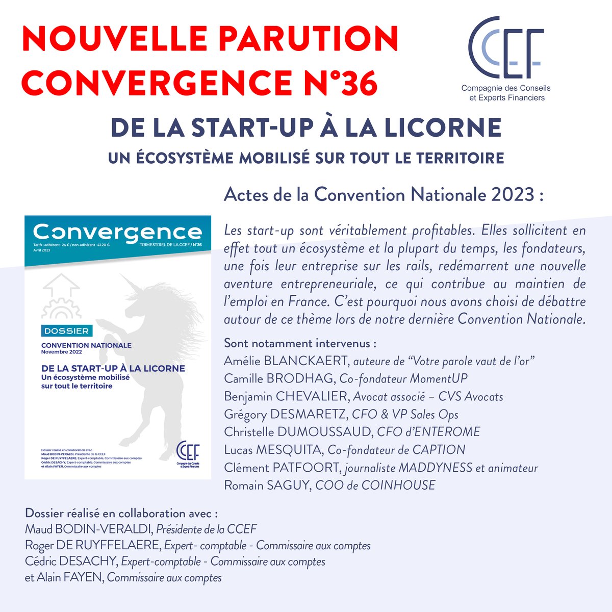 CCEFinanciers's tweet photo. ✅De la start-up à la licorne : un écosystème mobilisé sur tout le territoire.

Numéro 36 de notre revue Convergence disponible à la commande. Procurez-le vous dès maintenant !

Commander ▶️ https://t.co/IflMznpCxd https://t.co/gBLfZcHLVk