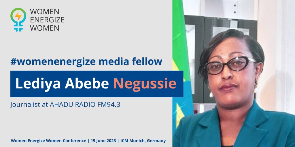 Meet #womenenergize #mediafellow Lediya Abebe Negussie from #Ethiopia 🇪🇹 attending our Women Energize Women #conference on 15 June 2023 in #Munich, #Germany.

#womeninrenewables #energypartnerships #womeninenergy #energy

@BMWK @giz_gmbh @bEEmerkenswert @BSWSolareV @ahadu_radio