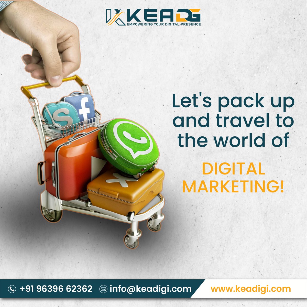 Let's pack up and travel to the world of DIGITAL MARKETING!

Keadigi Best Online Advertising Agency in Ahmedabad

#keadigi #TelanganaFormationDay #ilayaraja #9YearsEmpoweringAnnadatas #ManiRatnam
#SonakshiSinha #HBDIlaiyaraaja #travel #world #digitalmarketing #socialmediamarketin