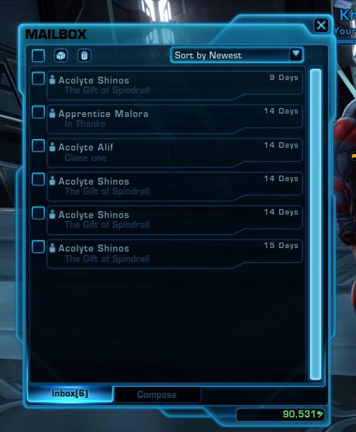 Spindrall won’t stop sending me gifts redd.it/13y3jw1
#SWTOR #StarWars