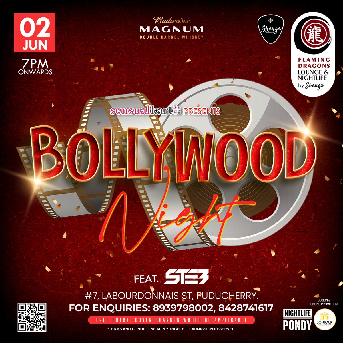 Bollywood Night - DJ Party on 02 June - 7pm onwards

Flaming Dragons Lounge and Nightlife
📍7, Labourdonnais St, #Puducherry
☎️: +91 8939798002

#pondicherry #flamingdragons #bonjourpondicherry #pondicherrynightlife #pondicherrytourism #nightlife #bollywoodnight #bollywooddj